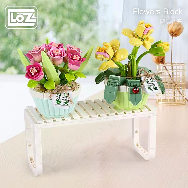Loz Mô Hình Đồ Chơi Lắp Ráp Chậu Cây Hoa Bất Tử Giáo Dục Cho Bé