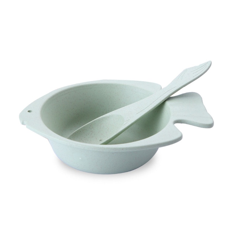 Bộ Bát Và Muỗng Hình Cá Hoạt Hình Bằng Rơm Lúa Mì Không Vỡ Có Thể Phân Hủy Sinh Học Dành Cho Trẻ Em