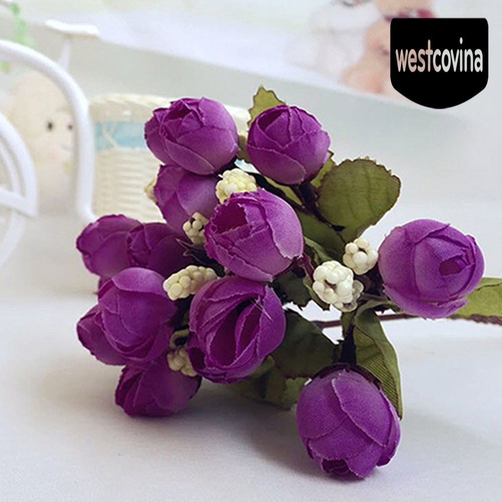 [Hot]☀ 1 Bó Hoa Hồng Nhân Tạo 15 Bông Trang Trí Tiệc Cưới