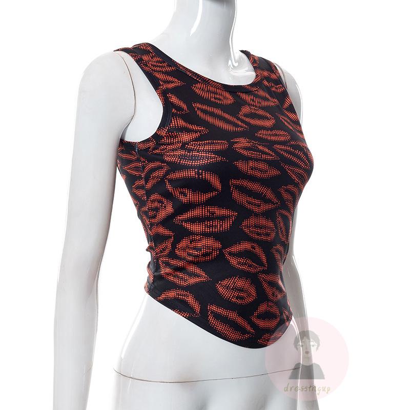 Áo Sát Nách Cổ Tròn Hở Lưng In Họa Tiết Thời Trang Mùa Hè Cho Nữ