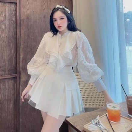 Váy xếp ly phối lưới 2 bên xinh xắn ❤❤