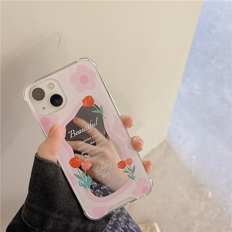 Ốp lưng iphone Ốp Điện Thoại Gắn Gương Màu Hồng Cho iPhone 6/6splus/7/7plus/8/8plus/x/xr/xs/11/14pro/13/pro/max/plus/promax 13 Dinuo case