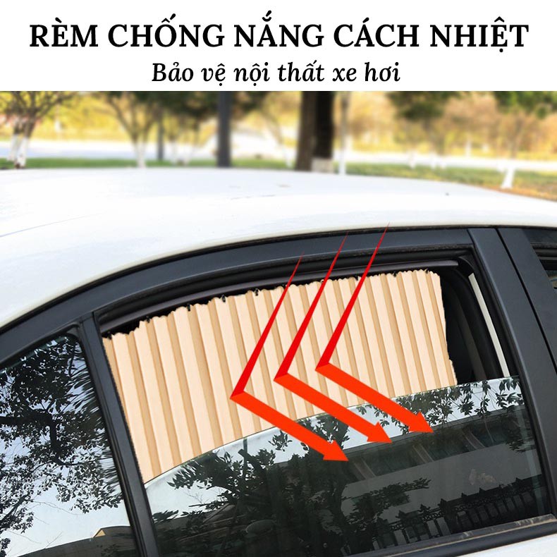 Rèm che nắng ô tô, bộ 4 tấm rèm chắn nắng ô tô có gắn nam châm gắn cửa phong cách độ xe limousine CTCar
