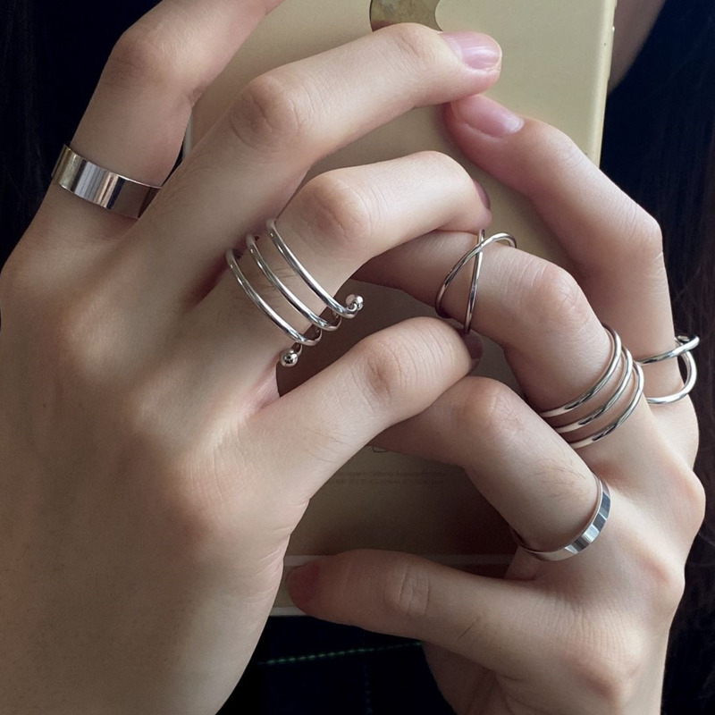 Set nhẫn thiết kế độc đáo phong cách harajuku thời trang cá tính