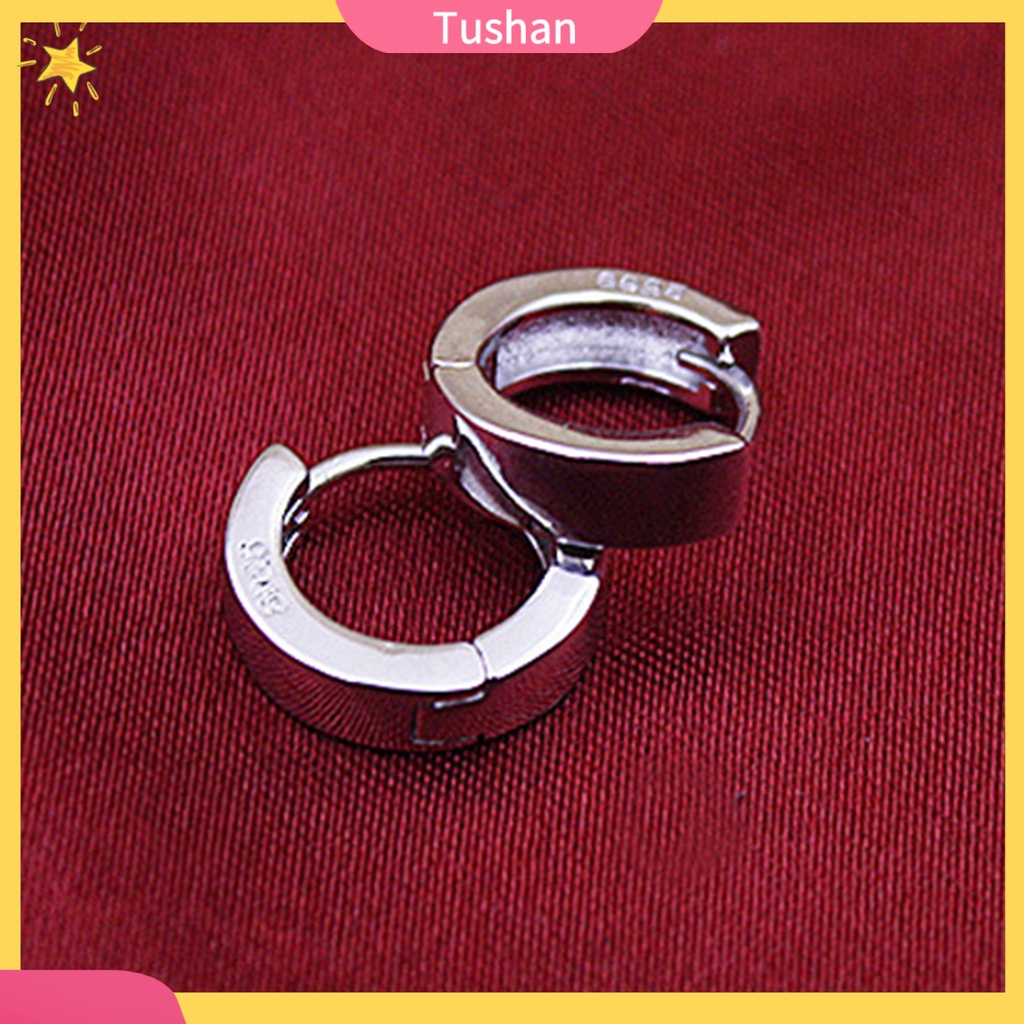 Hoa tai mạ bạc dạng vòng tròn Unisex