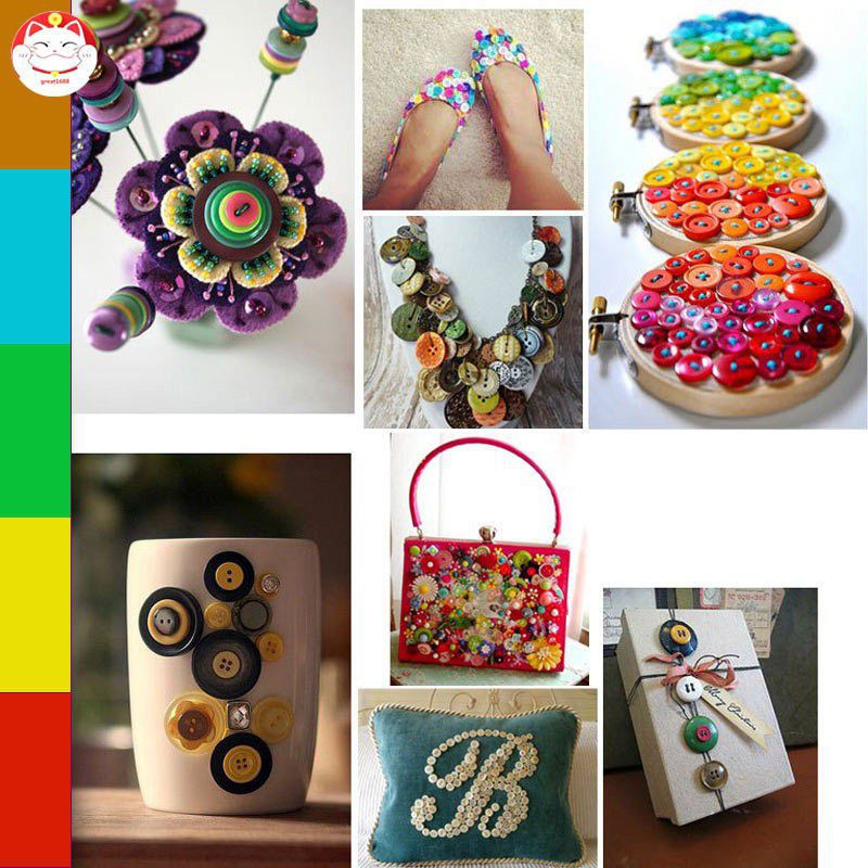 Set 100 cúc áo nhựa tròn nhiều màu sắc trang trí thủ công