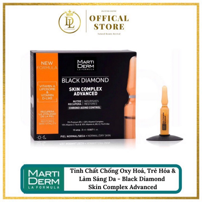 (ỐNG LẺ) [MARTIDERM CHÍNH HÃNG] BLACK DIAMOND AMPOULE Tinh chất sáng da trẻ hóa da (ỐNG LẺ)