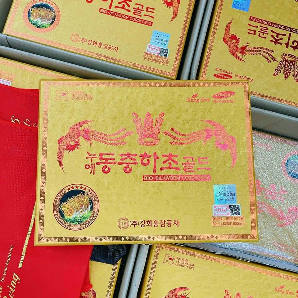 [Hàng chính hãng] Nước Đông Trùng Hạ Thảo Kanghwa Hàn Quốc Hộp Gỗ Vàng 60 gói x30ml