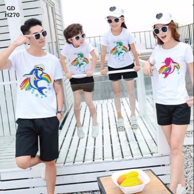 bộ gia đình du lịch CÁ MẬP bộ gia đình đi biển 4 người chất cotton mịn mát bán sĩ bộ đi biển nam big size