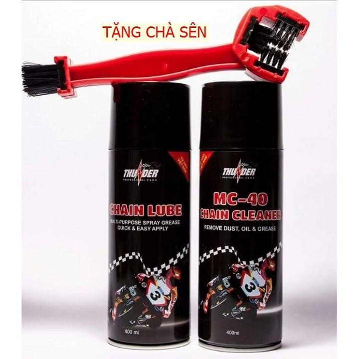 Bộ 2 chai Rửa và Dưỡng sên xe máy Thunder [ Tặng cọ chà sên ] - dochoixemay
