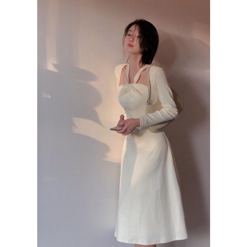 COZOK Đầm tay dài kiểu dáng đơn giản hợp thời trang