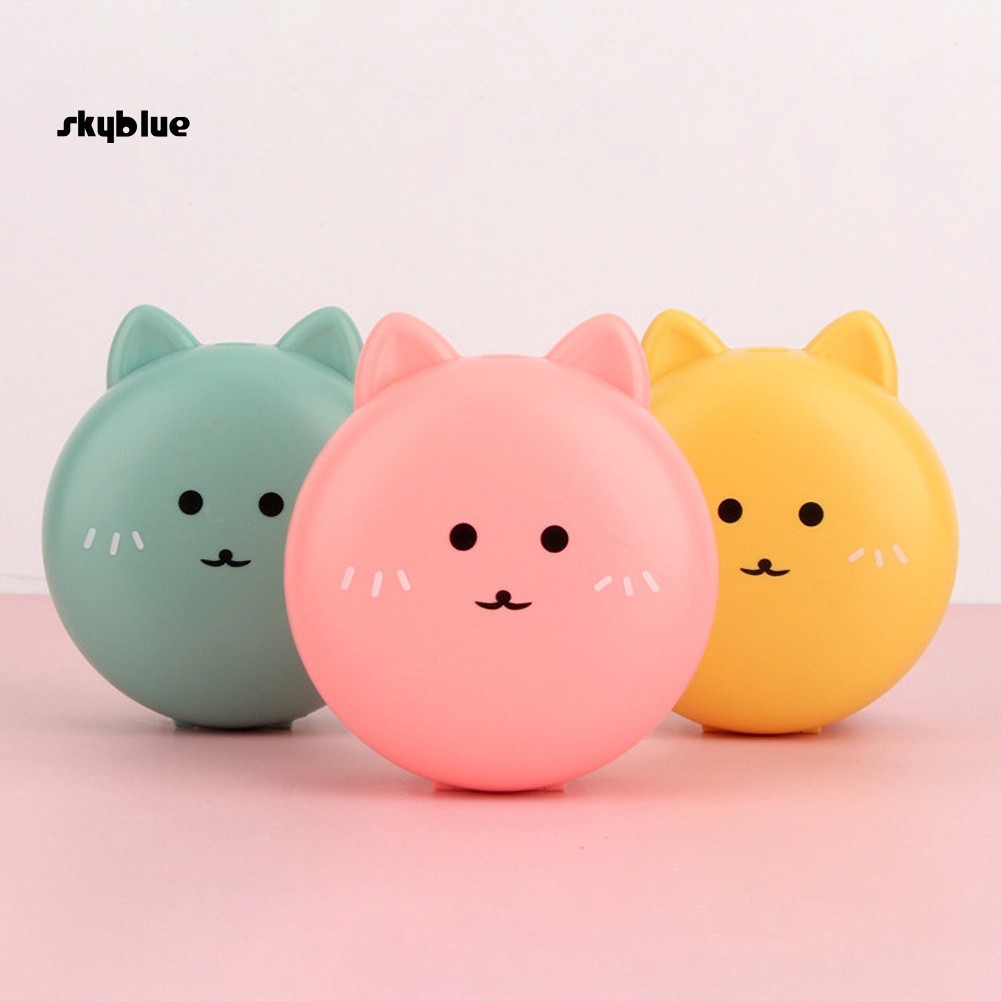 Quạt mini bỏ túi có đèn LED và gương trang điểm thiết kế hình mèo dễ thương cho nữ