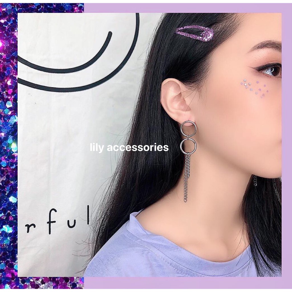 khuyên tai phối xích cá tính nam nữ phong cách hàn quốc
