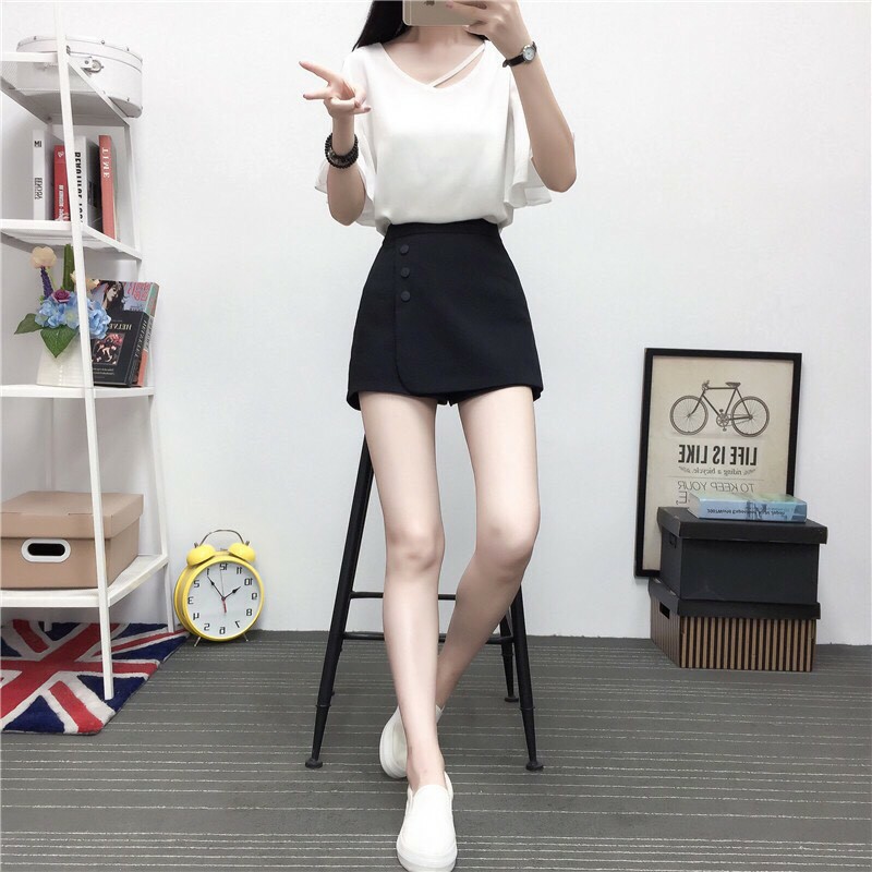 Quần giả váy chữ A phối 3 hàng cúc Heppy _99