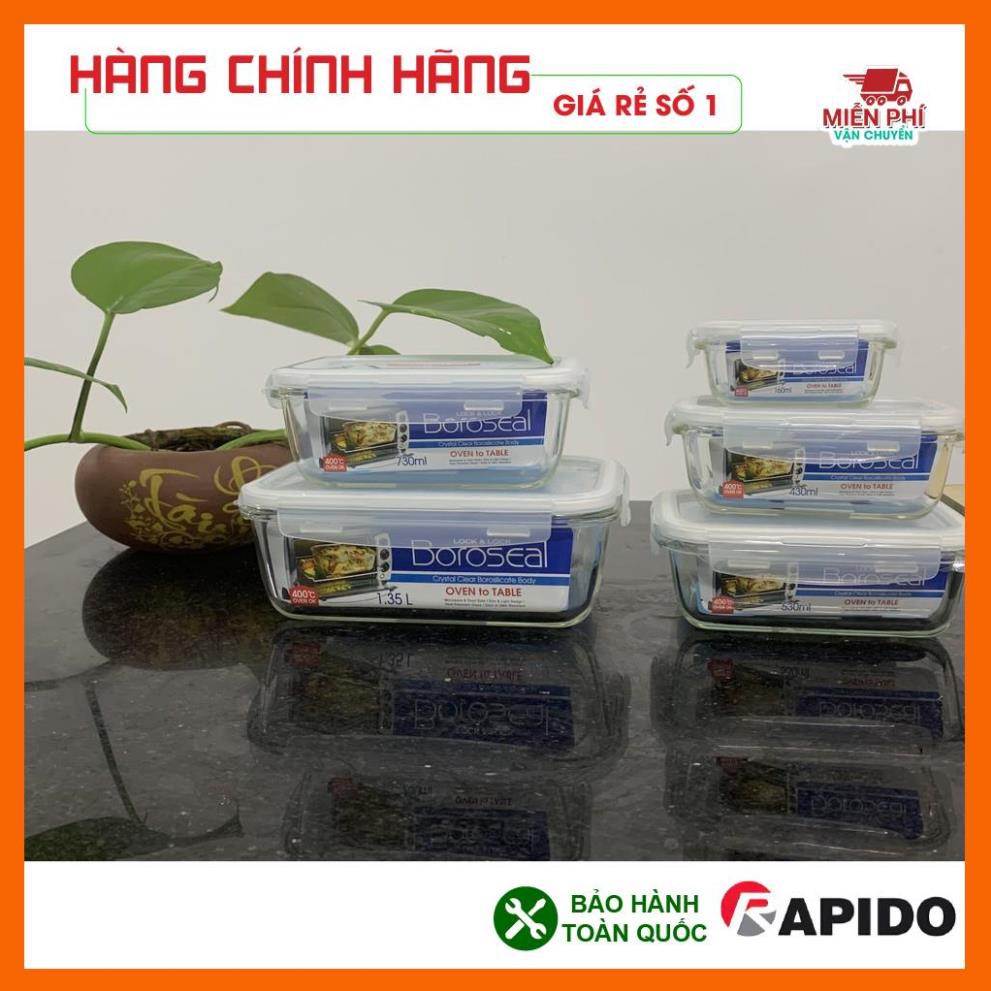 Hộp đựng thức ăn thủy tinh Lock&amp;lock 430ml hình chữ nhật, hộp thủy tinh đựng thức ăn Lock&amp;lock LLG424