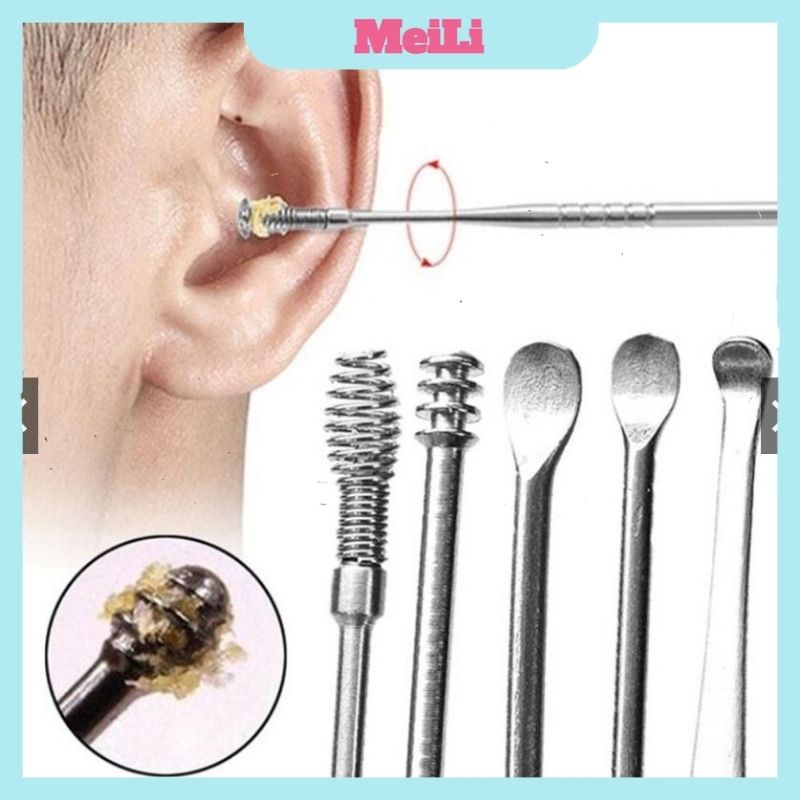 Bộ Dụng Cụ Ngoáy Tai Lấy Ráy Tai 6 Món Bằng Thép Không Gỉ Cao Cấp (tuyển sỉ).