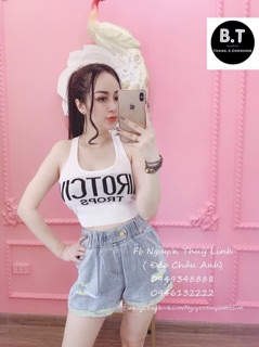 ÁO LEN CROPTOP 3 LỖ QC