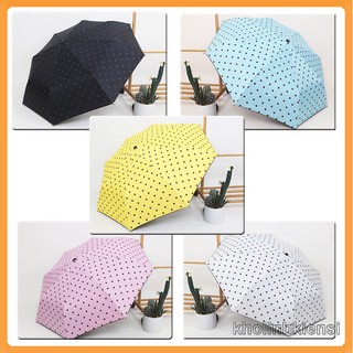 Ô dù cầm tay che nắng mưa colorfull (nhiều màu) chấm bi, khung chắc chắn, chống tia UV tốt 1303