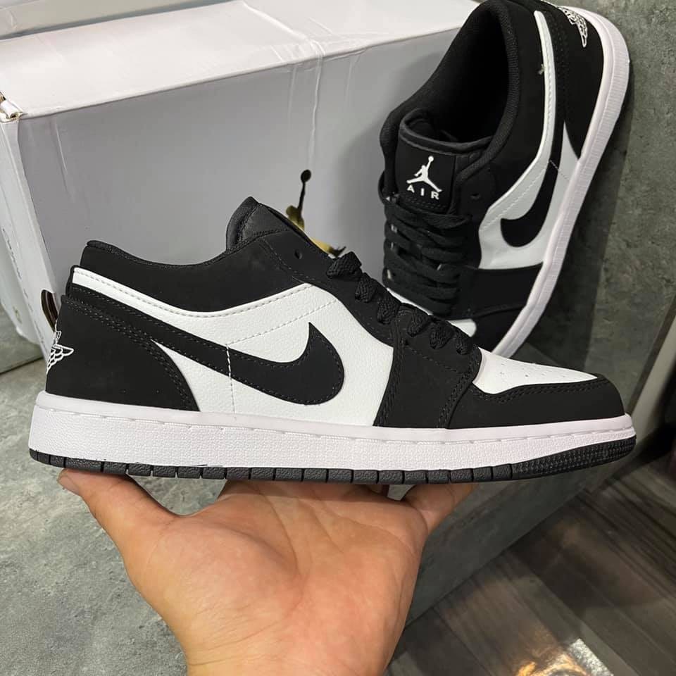 🇸🇭 Giày Thể Thao Nam Nữ Nike Jordan 1 Cổ Thấp, Giày Thời Trang Đẹp Jodan JD1 Panda Đen Trắng Đế Khâu Full Box Bill