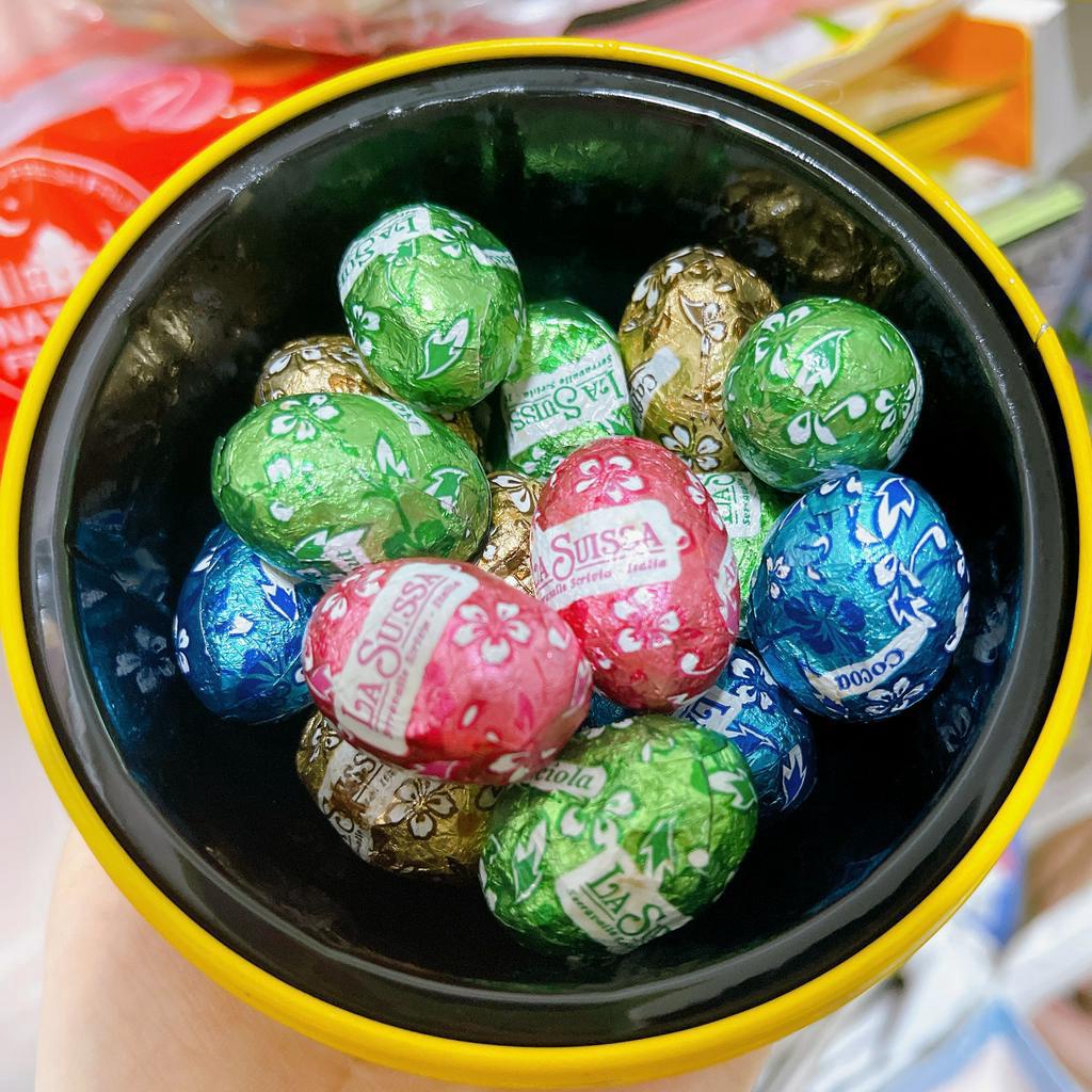 (Date 2024) Hộp SOCOLA LA SUISSA hình quả trứng dễ thương vị socola sữa hộp thiếc 110g