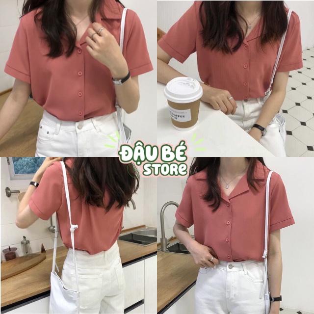 ÁO SƠ MI VOAN CỘC TAY NỮ ULZZANG XINH XẮN - ÁO SƠ MI NGẮN TAY MÀU TRƠN FORM RỘNG PHONG CÁCH HÀN QUỐC - DAUBE - A129 | BigBuy360 - bigbuy360.vn