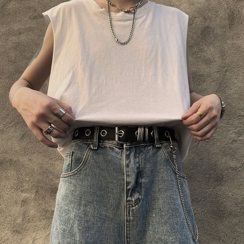 Thắt Lưng Dây Xích Màu Đen Phong Cách punk Hiphop Đường Phố Cho Nam Và Nữ