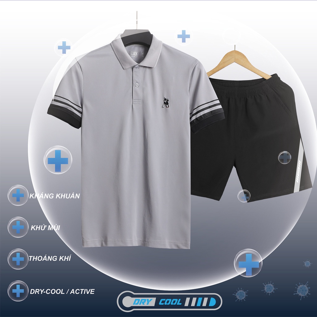 Bộ Thể Thao Nam GRAYHOMME Ngắn Tay Cao Cấp, Chất Liệu Coolmax Thể Thao Siêu Mềm, Siêu Mát