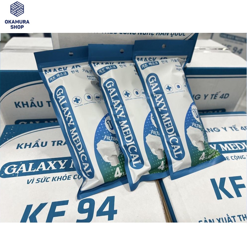 (Gói 10 cái) Khẩu Trang Y Tế 4 Lớp Kháng Khuẩn Galaxy Medical KF94 - Nhiều Màu