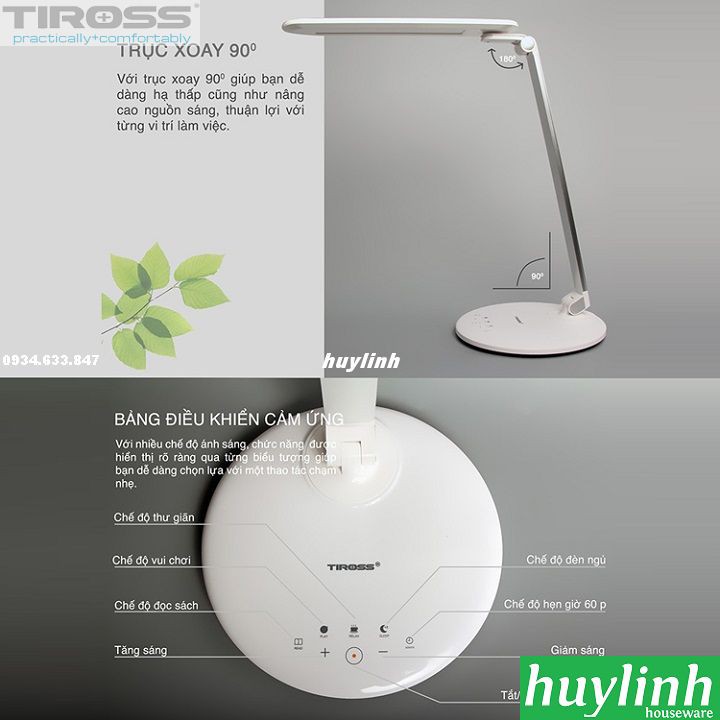 Freeship Đèn bàn LED chống cận Tiross TS1806