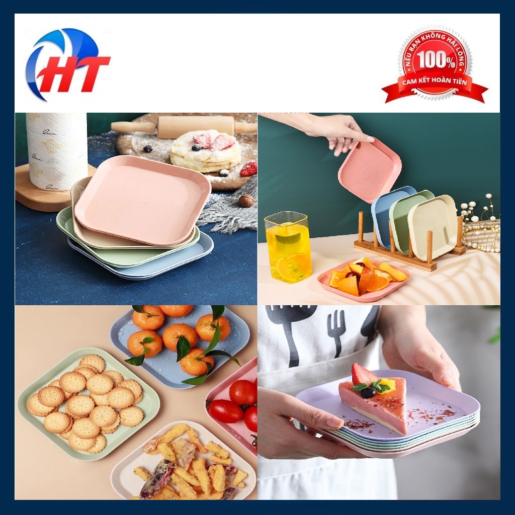 Combo 10 đĩa vuông nhựa lúa mạch an toàn sức khỏe