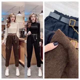 Quần Nhung Tăm 💓Freeship💓 Quần Baggy Nhung Tăm Nữ Gân KHÔNG KÈM ĐAI