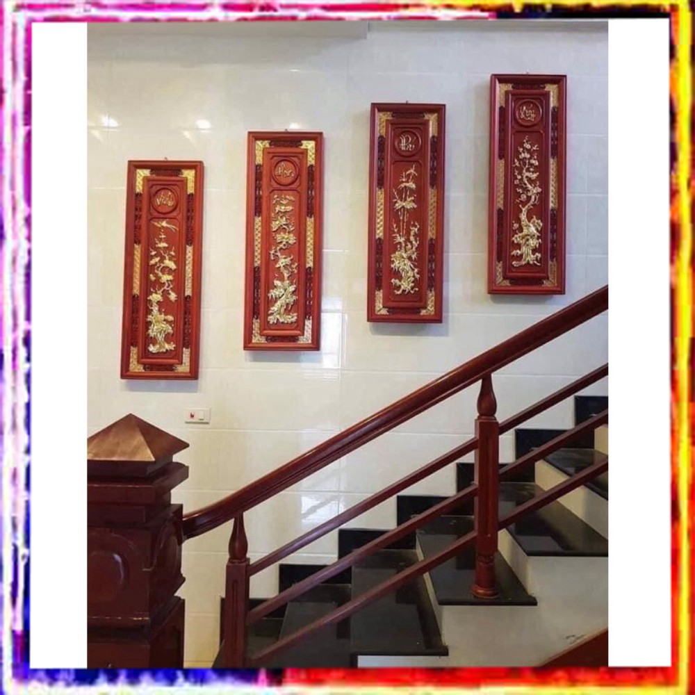 Bộ 4 Tranh Tứ Quý gỗ cao cấp | Bộ 3 Tranh Phúc lộc Thọ dát vàng