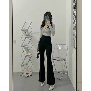 Quần ống loe lưng cao 1 cúc dài 100cm hack dáng