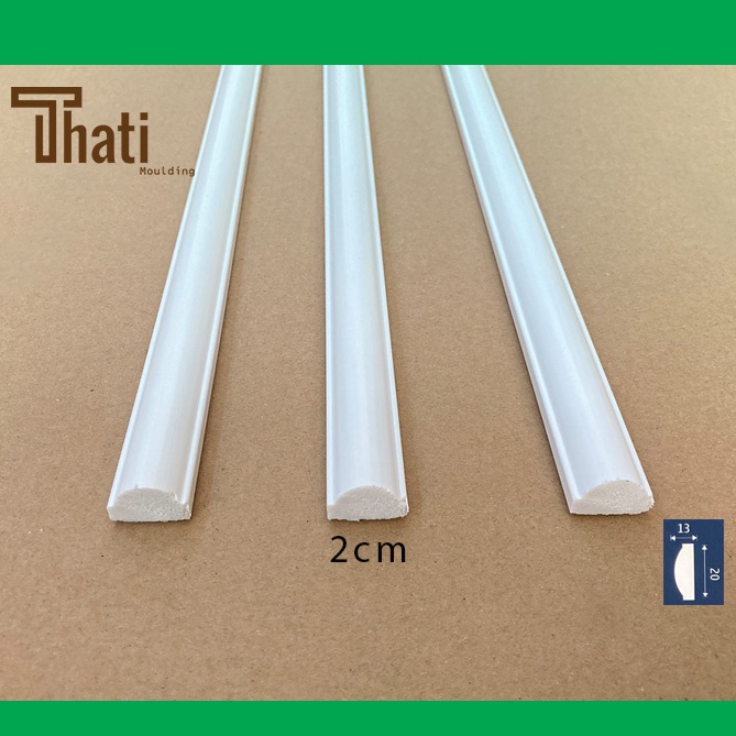 Phào chỉ dán tường, chỉ nhựa Hàn Quốc 2cm trắng bóng