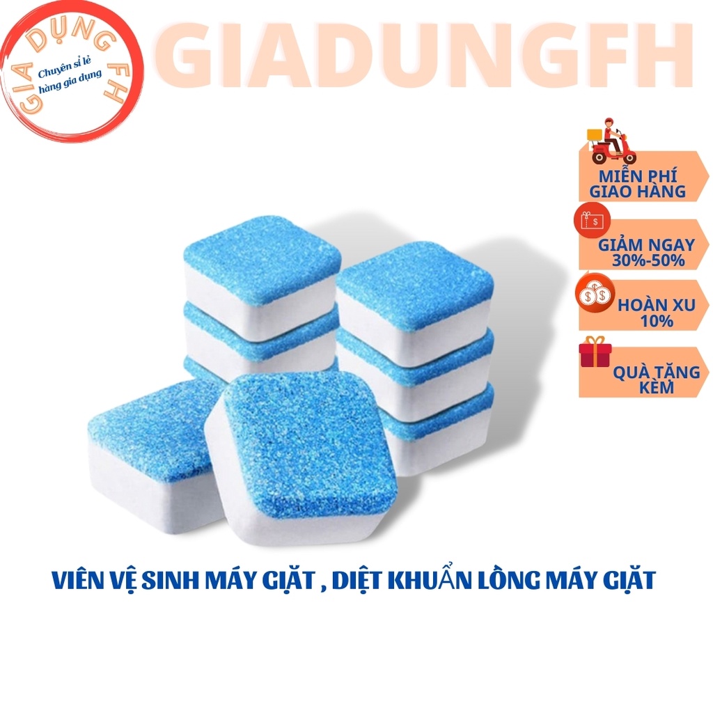 Viên Vệ Sinh Lồng Máy Giặt , Diệt Khuẩn , Tẩy Cặn Bẩn Máy Giặt , Giá Rẻ , Hộp 12 viên