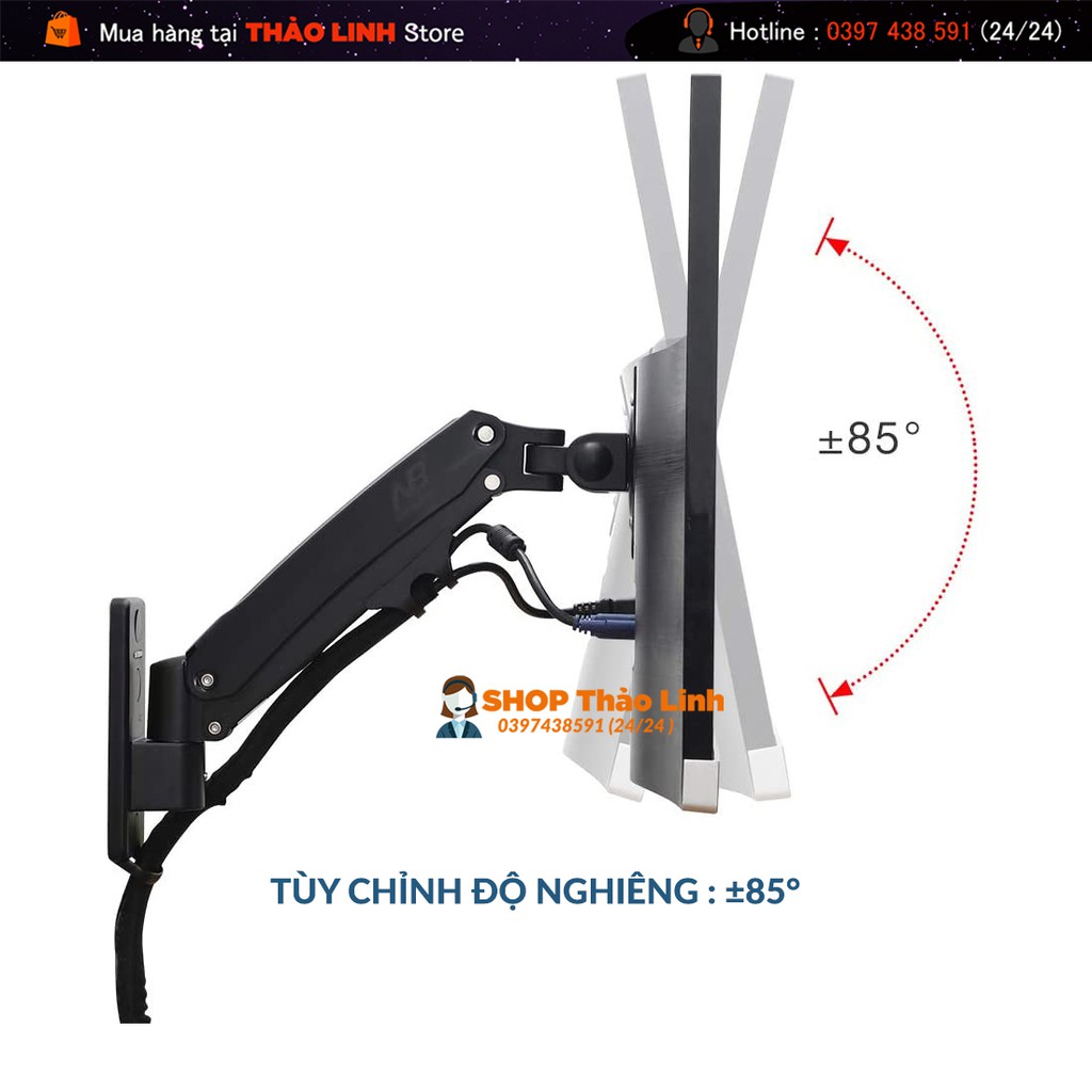 Giá Treo Màn Hình Máy Tính NB-F425 27 - 35 inch Thiết Kế Treo Tường - Xoay Màn 360 Độ