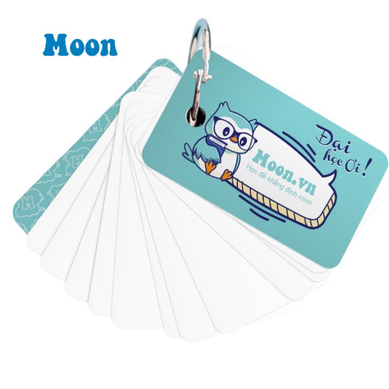 Flashcard Moon tặng kèm khi mua sách ôn luyện thi THPT quốc gia 2022 có kèm khoen và túi bọc