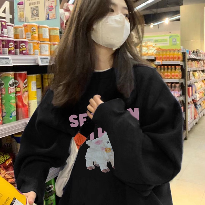 Áo sweater XIAOZHAINV dáng rộng phong cách Mỹ retro trẻ trung | BigBuy360 - bigbuy360.vn