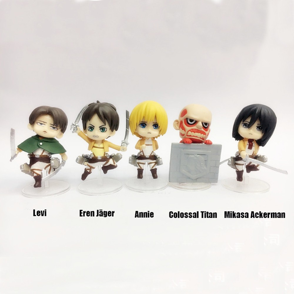 MXBEAUTY Kids Doll Attack on Titan Cute Mini Figure Toys Action Figure Anime Figures Dolls Armin PVC Rivaille for Gift Eren