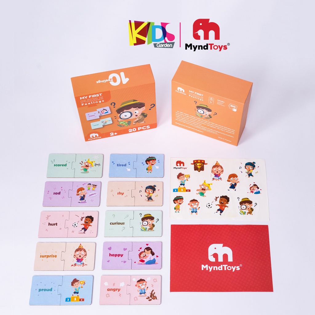 Đồ chơi xếp hình cho bé bộ ghép hình MYNDTOYS  20 mảnh với chủ đề cảm xúc cho trẻ từ 2 tuổi MT03-MFFeelings KIDSGARDEN