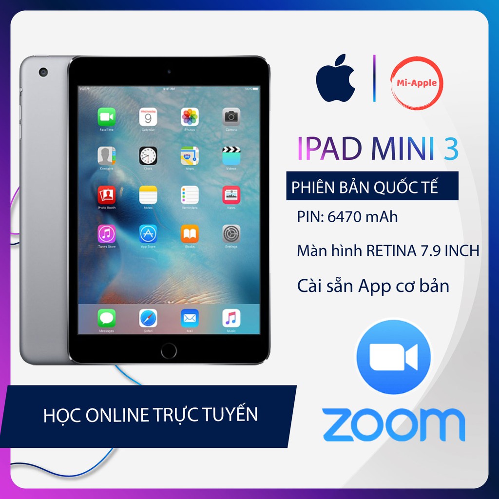 Máy tính bảng ipad mini 3 Quốc tế chính hãng bảo hành 6 tháng 1 đổi 1 tại nhà trong 30 ngày | WebRaoVat - webraovat.net.vn