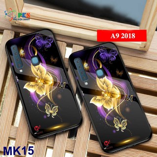Ốp lưng Samsung Galaxy A9 2018 in 3D hình hoa văn mặt kính Mika sáng bóng