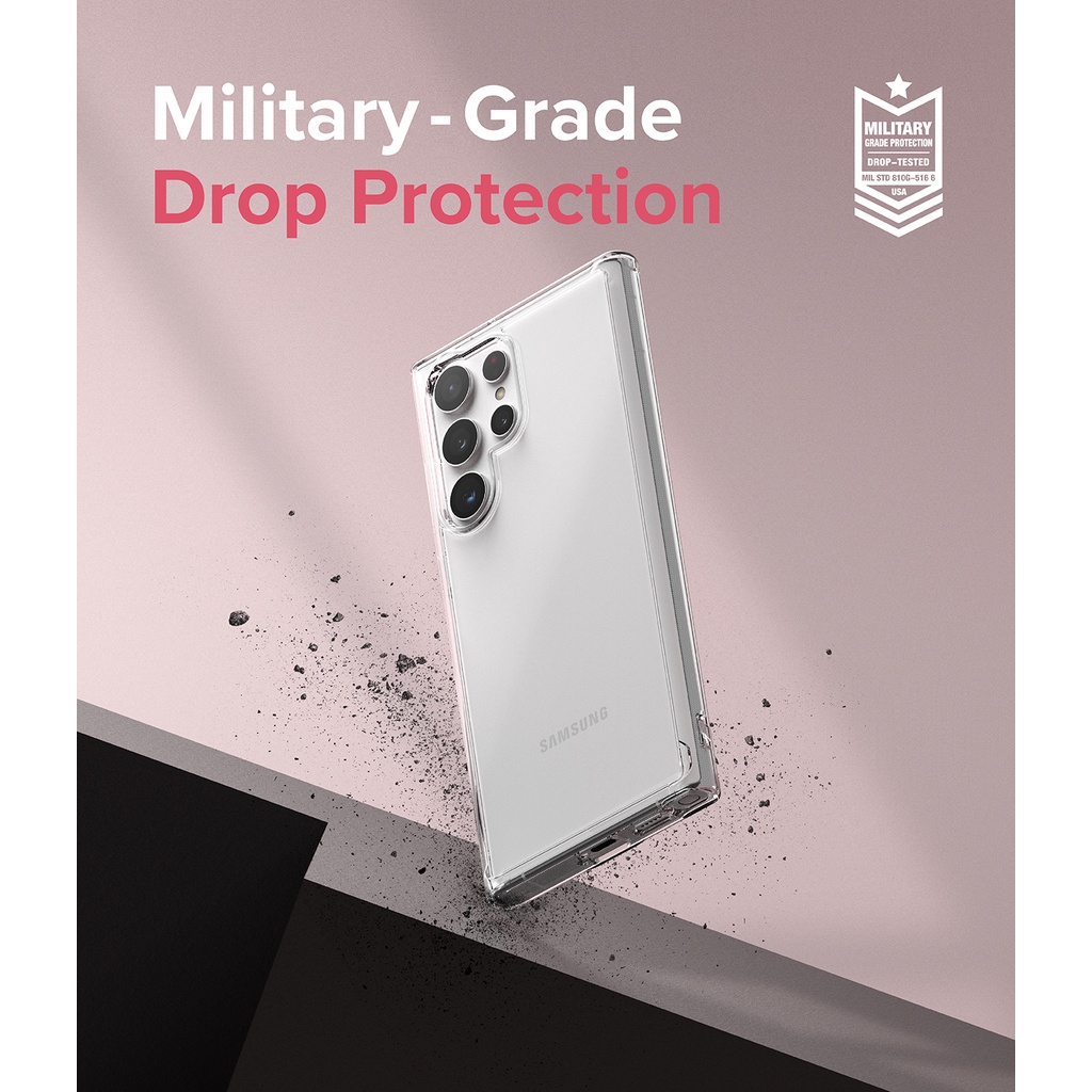 Ốp điện thoại Ringke Fusion cho Galaxy S22 Ultra màu trong suốt PC cứng viền TPU chống va đập