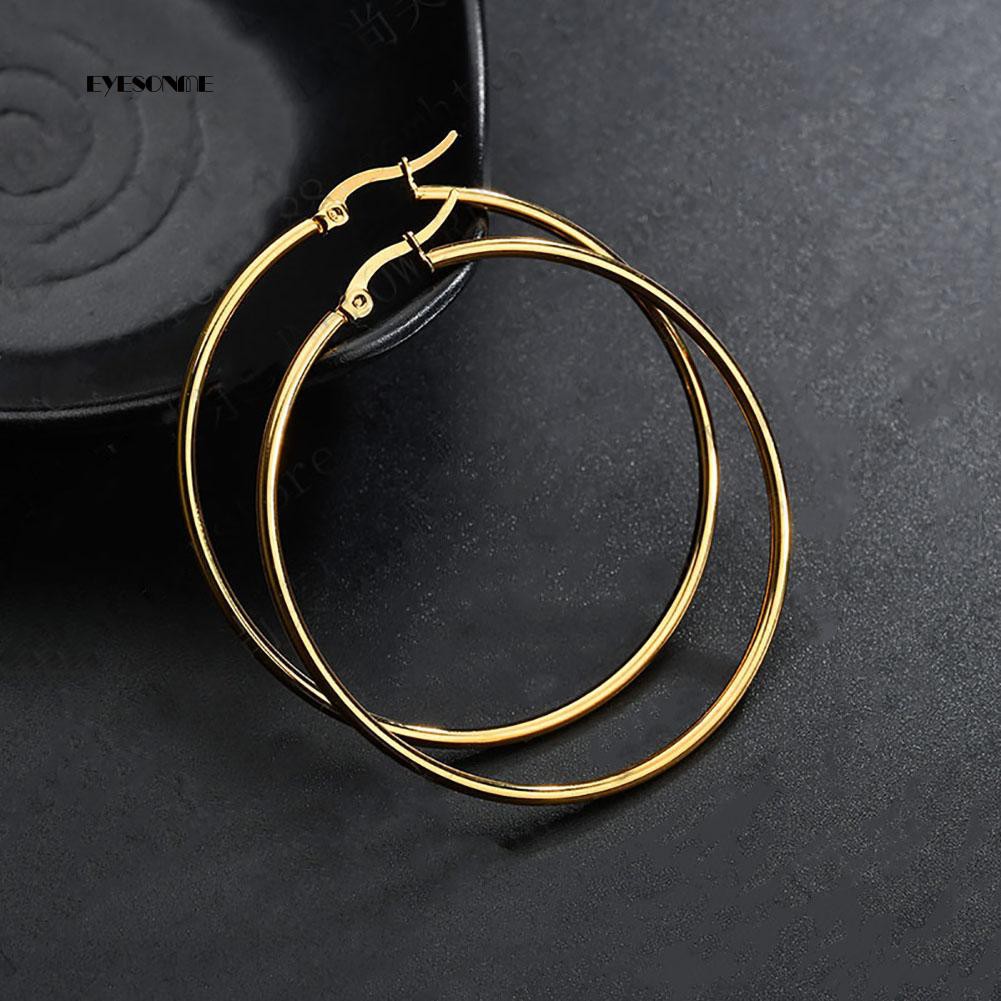 ♟Khuyên Tai Tròn Lớn Bằng Thép Không Gỉ Độc Đáo Cho Nữ