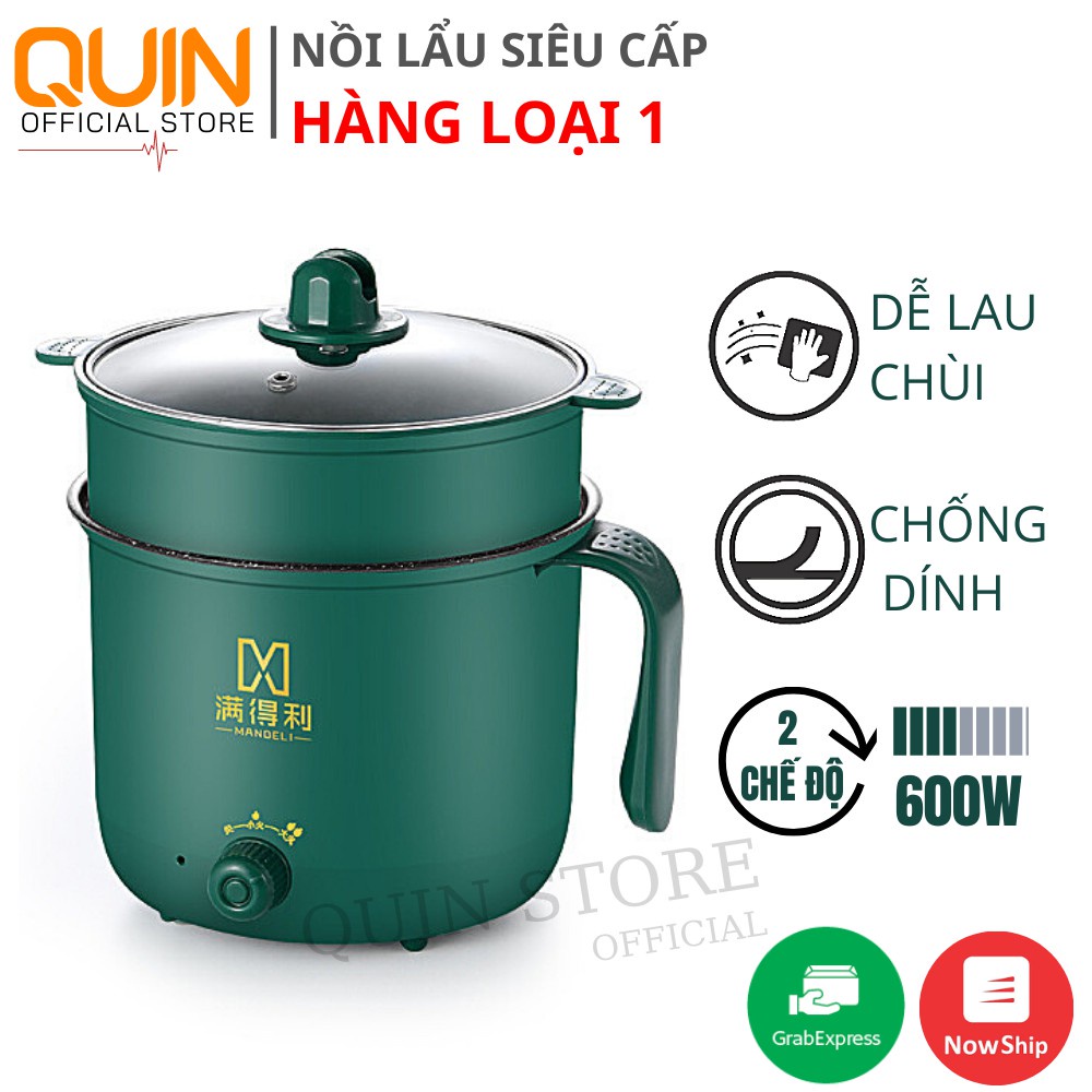 Nồi Lẩu Điện Đa Năng 2 NẤC NHIỆT Kèm Giá Hấp Có Tay Cầm Tiện Dụng 18cm, Nồi Lẩu Hấp Mini 2 Tầng Cao Cấp