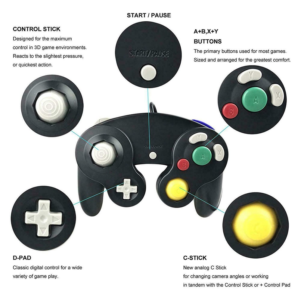 r Wired NGC Controller Gamepad  GameCube for Nintendo GC &amp; Wii U Console 『 rccu vn』