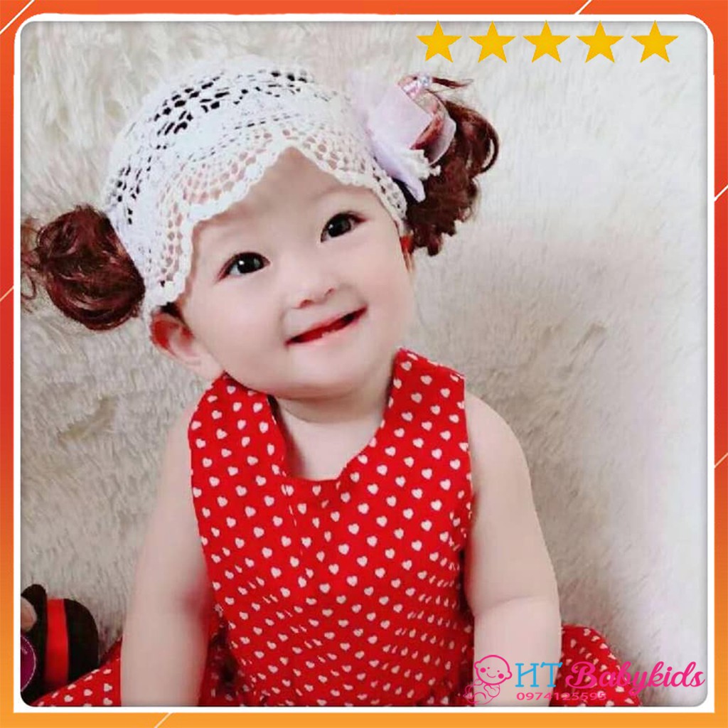 [ RẺ VÔ ĐỊCH ] - Băng Đô Tóc Giả Cho Bé Gái Họa Tiết Ren Trắng Tiểu Thư - CÓ HÌNH THẬT