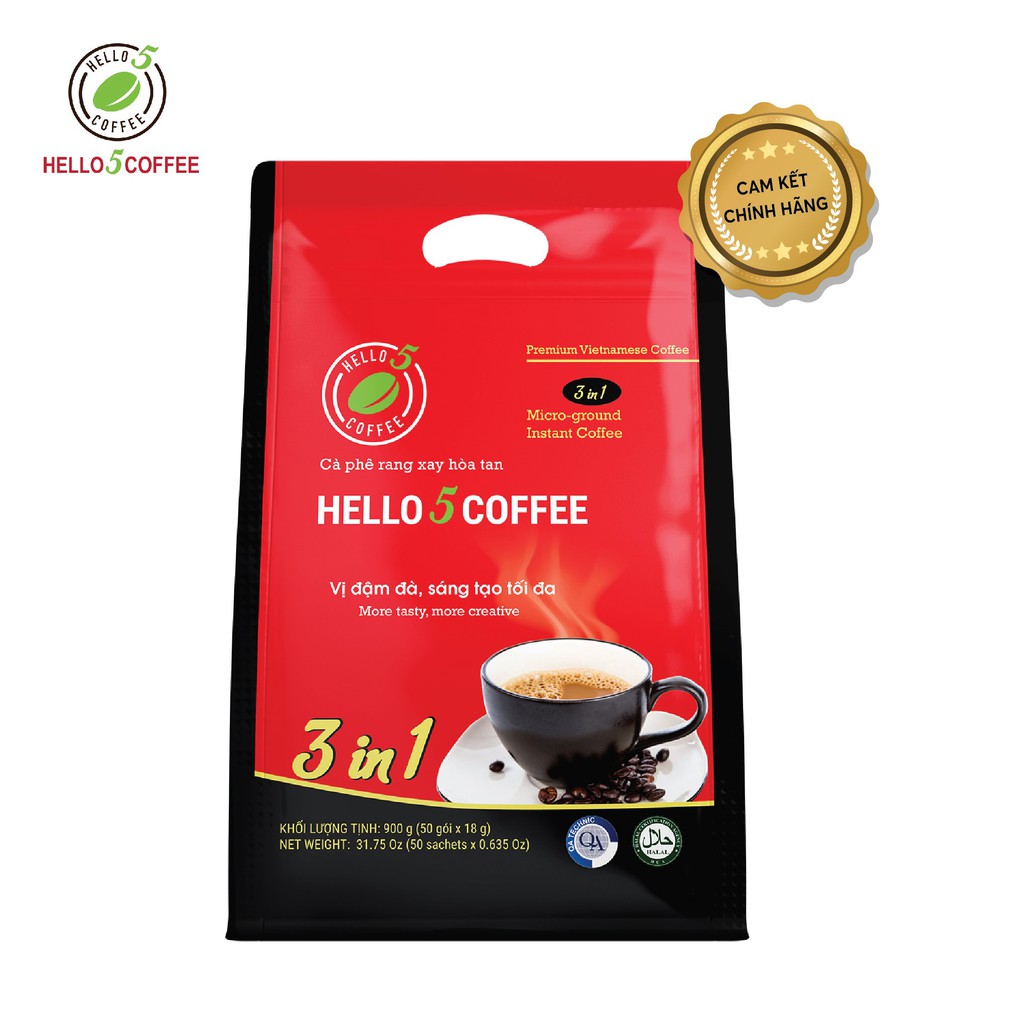 Cafe Sữa Hòa Tan 3in1 Hello 5 Coffee - Bịch 50 gói x 18g | BigBuy360 - bigbuy360.vn