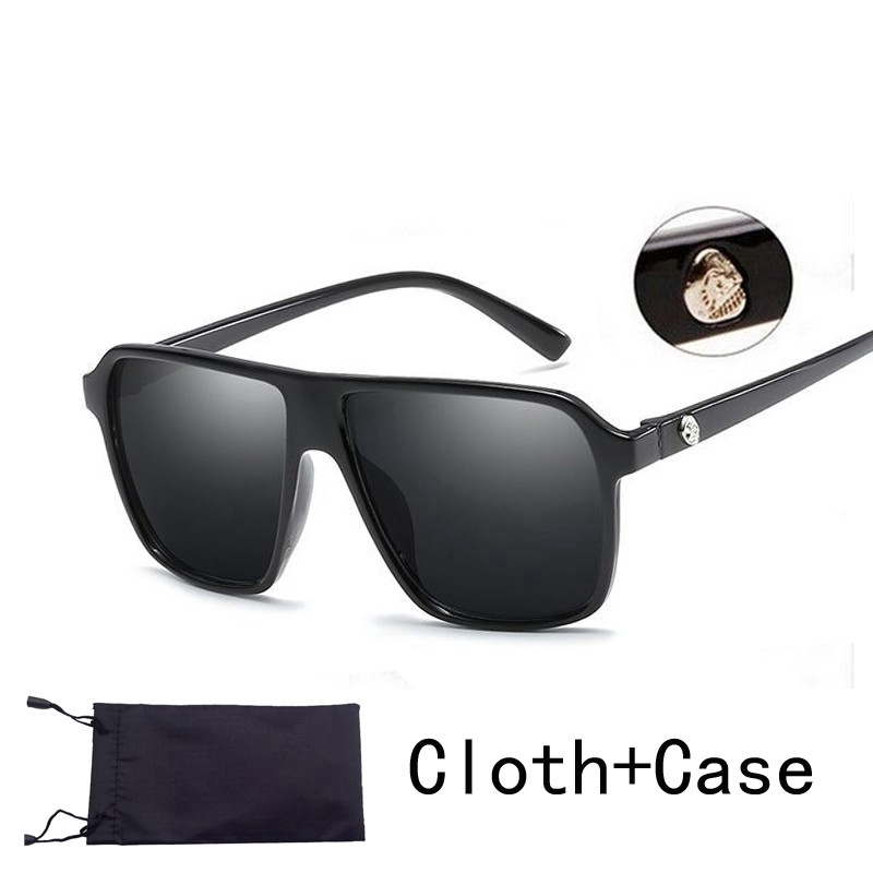 Kính Râm SAMJUNE Trang Trí Hình Đầu Lâu Gọng Vuông Kiểu Steampunk Cổ Điển Cho Nam