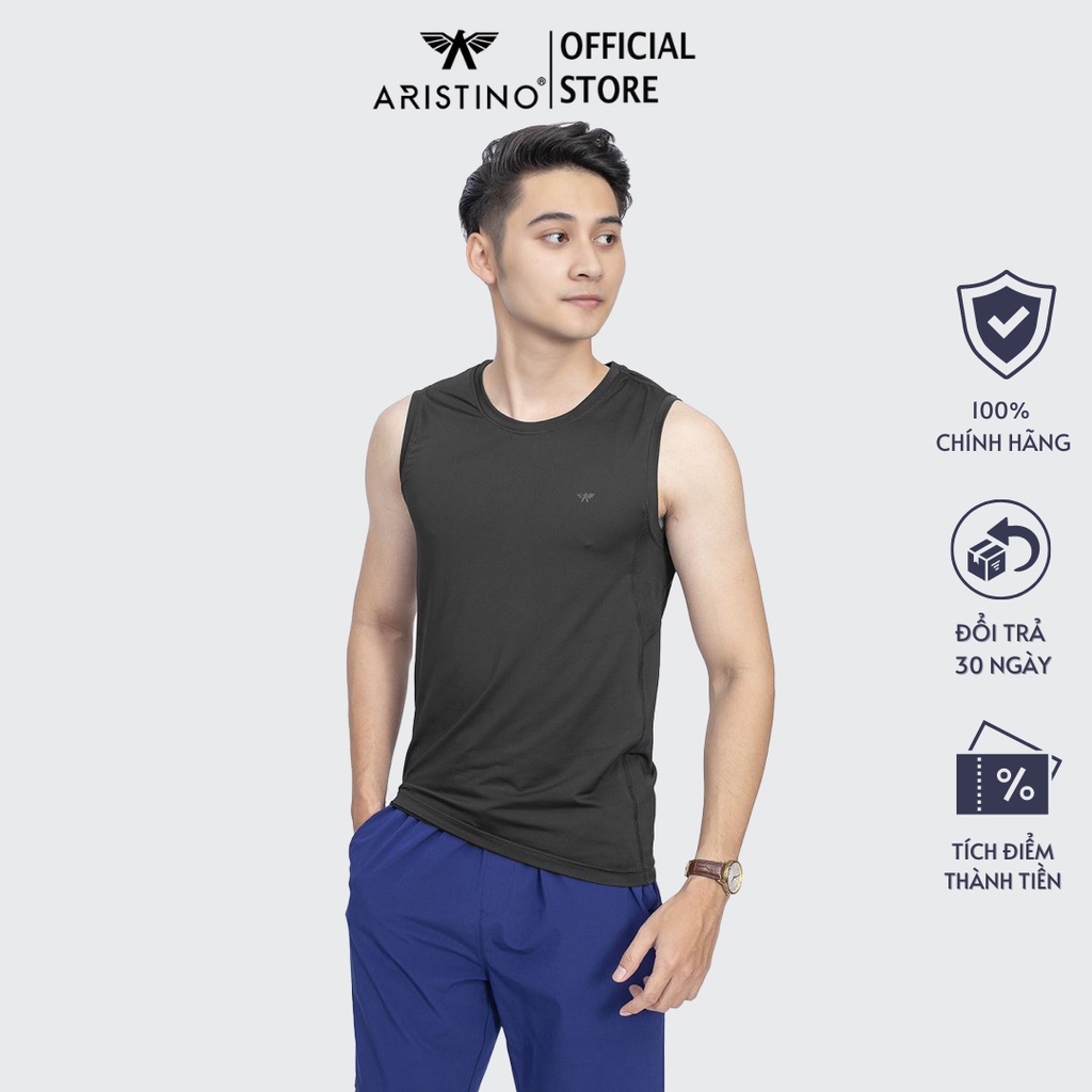 Áo tank-top nam ARISTINO vải trơn mịn mát, thoáng khí, thấm hút tốt - ATT002S9